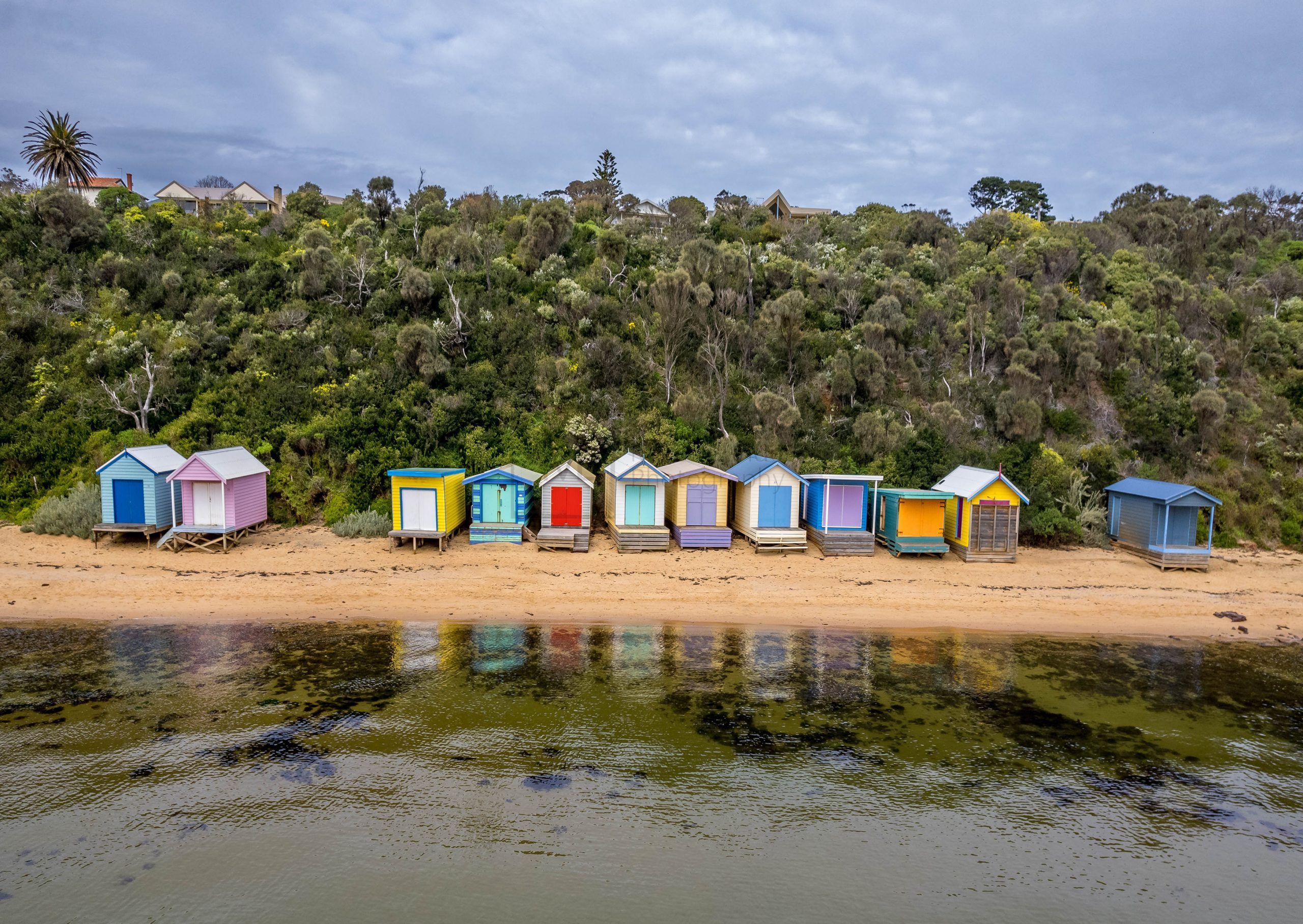 Beach Boxes at Moondah Beach in Mount Eliza